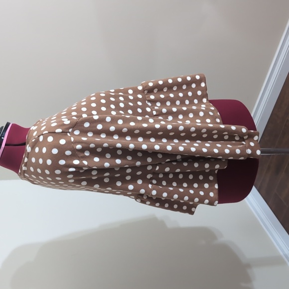 Joe Fresh Jillian| NWT Brown With White Polka Dots Long Sleeve Peplum Shirt - Picture 5 of 17
